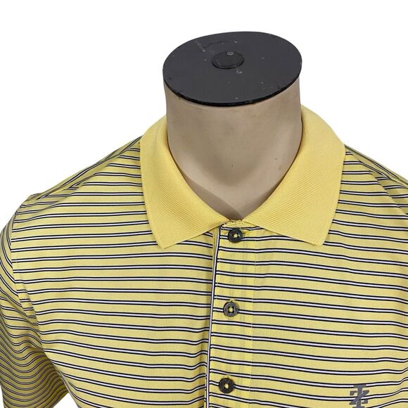 Izod Polo Shirt Mens Large Yellow Stripe Golf Preppy Work Office Casual Athletic - Picture 6 of 14